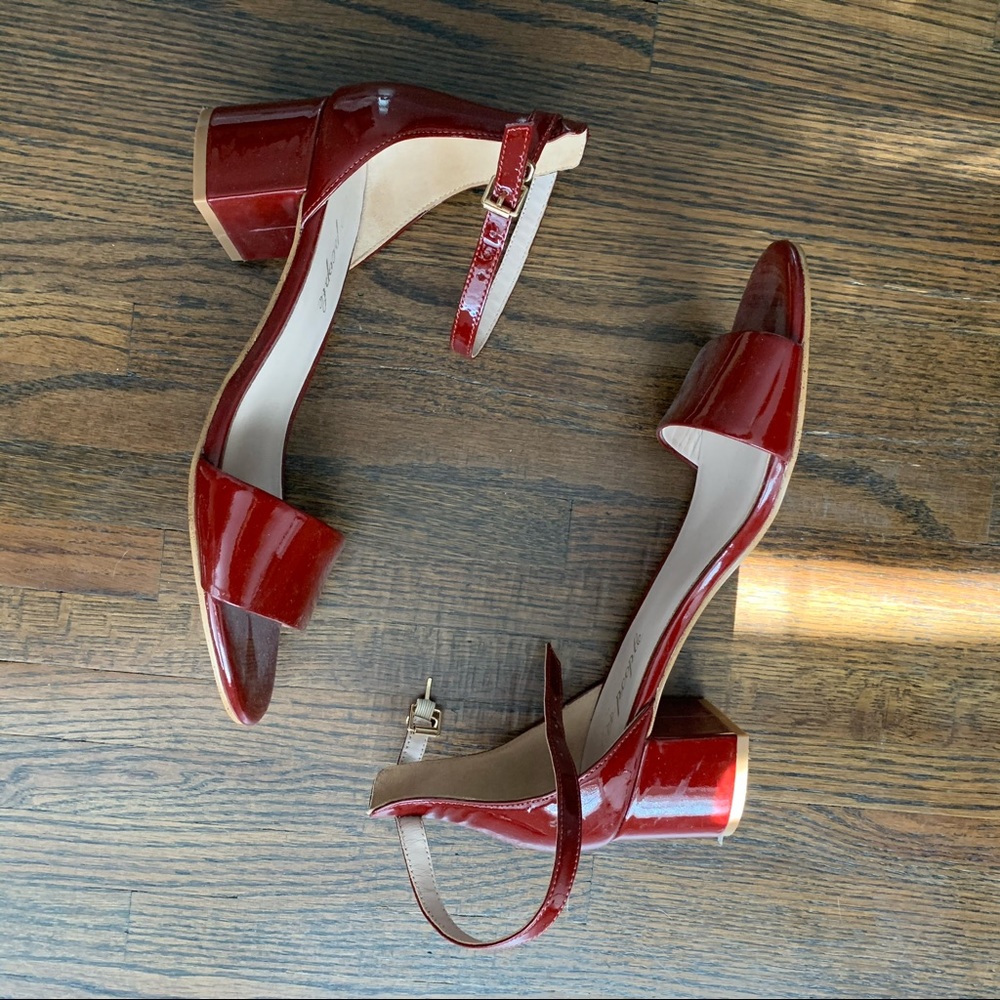 Free People red patent leather chunky low heels